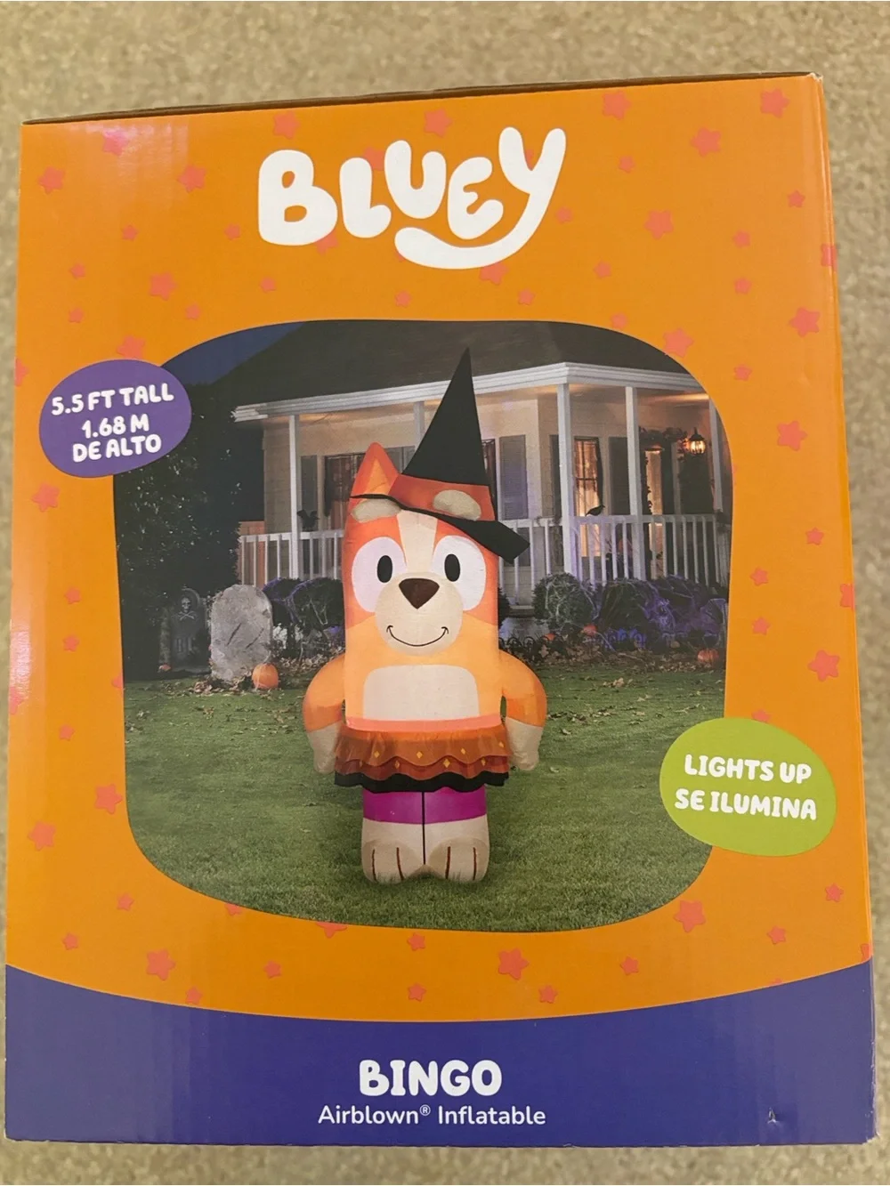 NIB 2025 Bluey Bingo Halloween In Spider Costume 5ft Lights Up Airblown